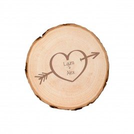 Fetta di albero con incisione - Per gli amanti - media